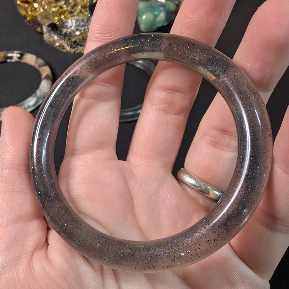 Smokey Glitter Bangle Bracelet- Small - Handmade - Picture 7 of 10